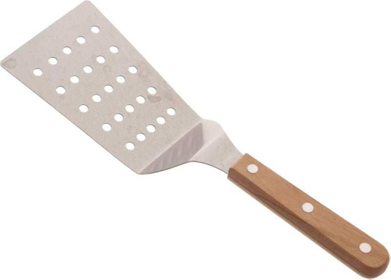 أدوات مطبخ عامة، مغرفة من الفولاذ المقاوم للصدأ بمقبض خشبي - فضي خشبي